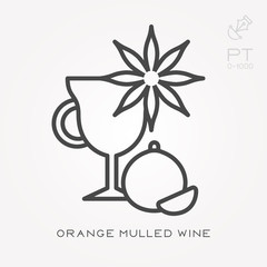 Line icon orange mulled wine