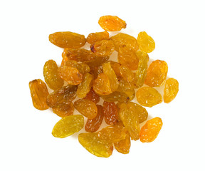 yellow raisins isolated on whtie