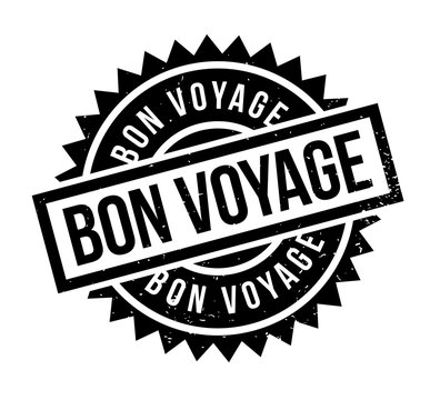 Bon Voyage rubber stamp. Grunge design with dust scratches. Effects can be easily removed for a clean, crisp look. Color is easily changed.