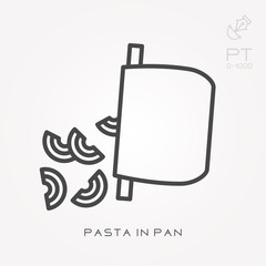 Line icon pasta in pan