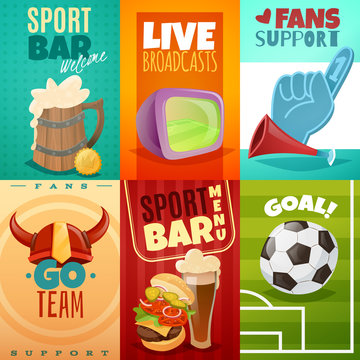 Sport bar cards banners set
