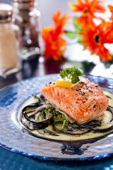 Black fettucine white sauce