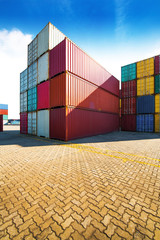 container,container ship in import export and business logistic,By crane ,Trade Port ,...