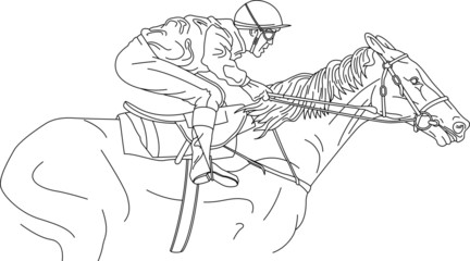 Horse Jockey Line Drawing