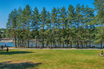 Zlatibor, Serbia August 01, 2017: Lake on mountain Zlatibor, Serbia