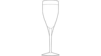 Champagne Flute Line Drawing Illustration