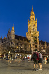 Fototapeta na wymiar Munich city hall tower at night