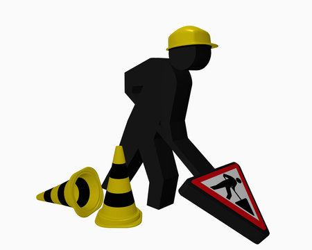 Baustellen-Männchen mit Leitkegel für die Betriebssicherheit