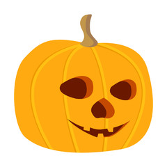 Funny vector cartoon pumpkin. Halloween sign. Element for your design