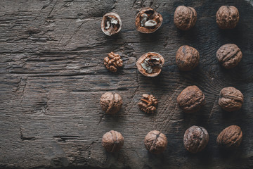 walnuts on a wooden rustic table