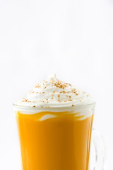 Pumpkin spiced latte isolated on white background

