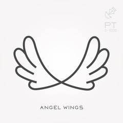 Line icon angel wings