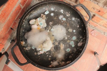 Rotten and moldy food closeup