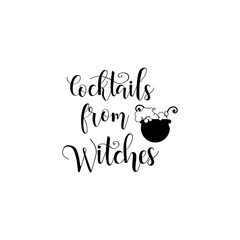 cocktails from witches hand drawn lettering vector illustration. Halloween print