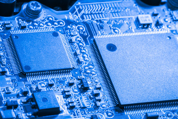Abstract,close up of Circuits Electronic on Mainboard computer Technology background.
(logic...
