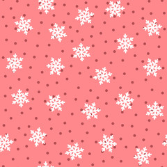 Snowflakes drawn by hand. Cute winter seamless pattern. Sketch, doodle.
