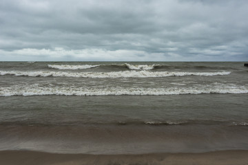 Waves breaking on the shore of Lake Michigan