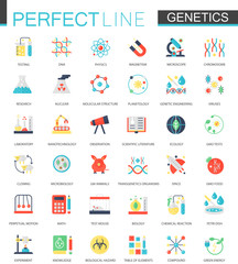 Vector set of flat Biochemistry genetics icons.