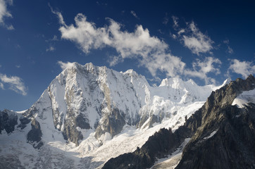 North wall of Grandess Jorasses, french Alps with fresh snow