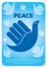 vector illustration peaceful of the bird in hand like Hamsa, hand of Fatima, vector illustration