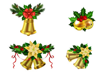 Christmas decoration evergreen trees and bell