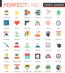 Vector set of flat Video games icons