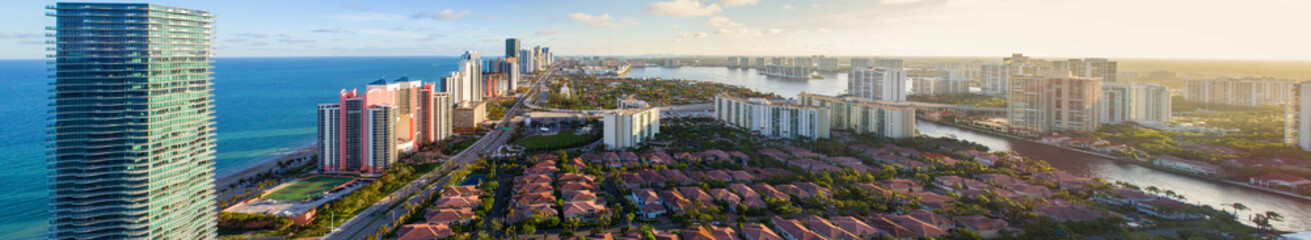 Fototapeta na wymiar Aerial panorama Sunny Isles Beach FL