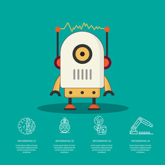 Intelligent robot with infographic vector design