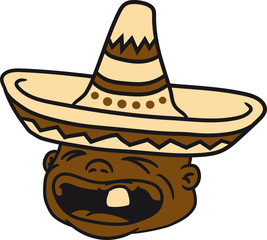 kopf gesicht sombrero singen laut mexikaner rasseln hut mütze nerven fett dick sitzend klein süß niedlich windel kind baby comic cartoon