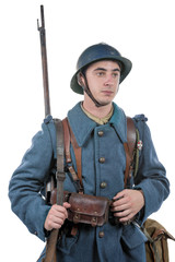 Fototapeta premium French soldier 1914 1918 isolated on a white background