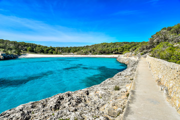 Beautiful Beach of Cala S'Amarador at Mondrago - Natural Park on Majorca Spain, Balearic Islands, Mediterranean Sea, Europe