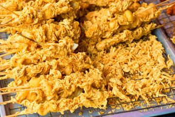 street food close-up in Thailand in breadcrumbs