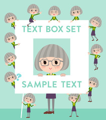 Obraz na płótnie Canvas green shirt old women_text box