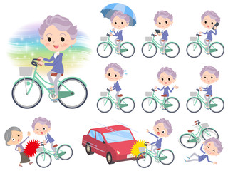 blue one piece old women_city bicycle