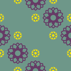 COLOR FLOWER LINE PATTERN
Color flora icon pattern on cool green background is a seamless pattern. This pattern can be used for textile, carpet, wallpaper, curtain, monitor wallpaper, banner and etc.