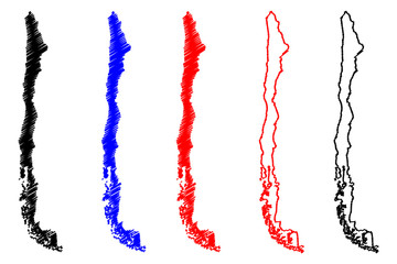 Chile map vector illustration, scribble sketch Chile 