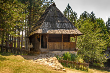Sirogojno, Serbia August 05, 2017: Old Serbian traditional house