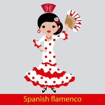 Girl in white flamenco dress