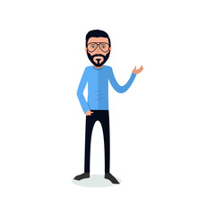 funny and cool cartoon guy in casual clothes, gesturing. Vector illustration