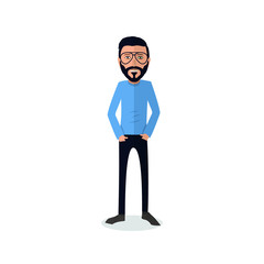 Obraz premium funny and cool cartoon guy in casual clothes, gesturing. Vector illustration
