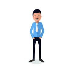funny and cool cartoon guy in casual clothes, gesturing. Vector illustration