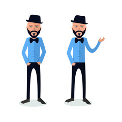funny and cool cartoon guy in casual clothes, gesturing. Vector illustration