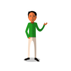 funny and cool cartoon guy in casual clothes, gesturing. Vector illustration