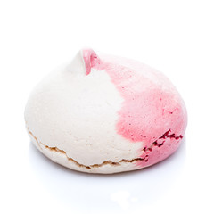 pink single meringue isolated at white background