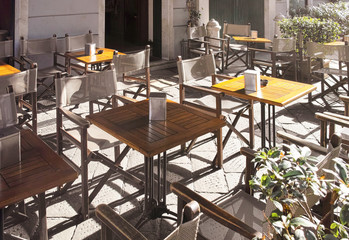 detail of table outside a bar