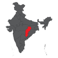 Chhattisgarh  on gray India map vector