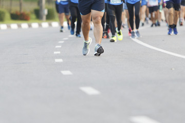 Fototapeta premium Group of people exercise race marathon in the city.