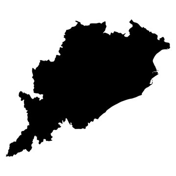 Orissa black map on white background vector