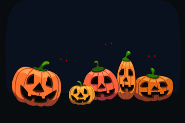 Various pumpkin shapes and sizes. Vector illustration.