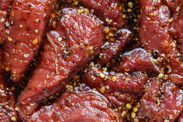 Marinated beef.